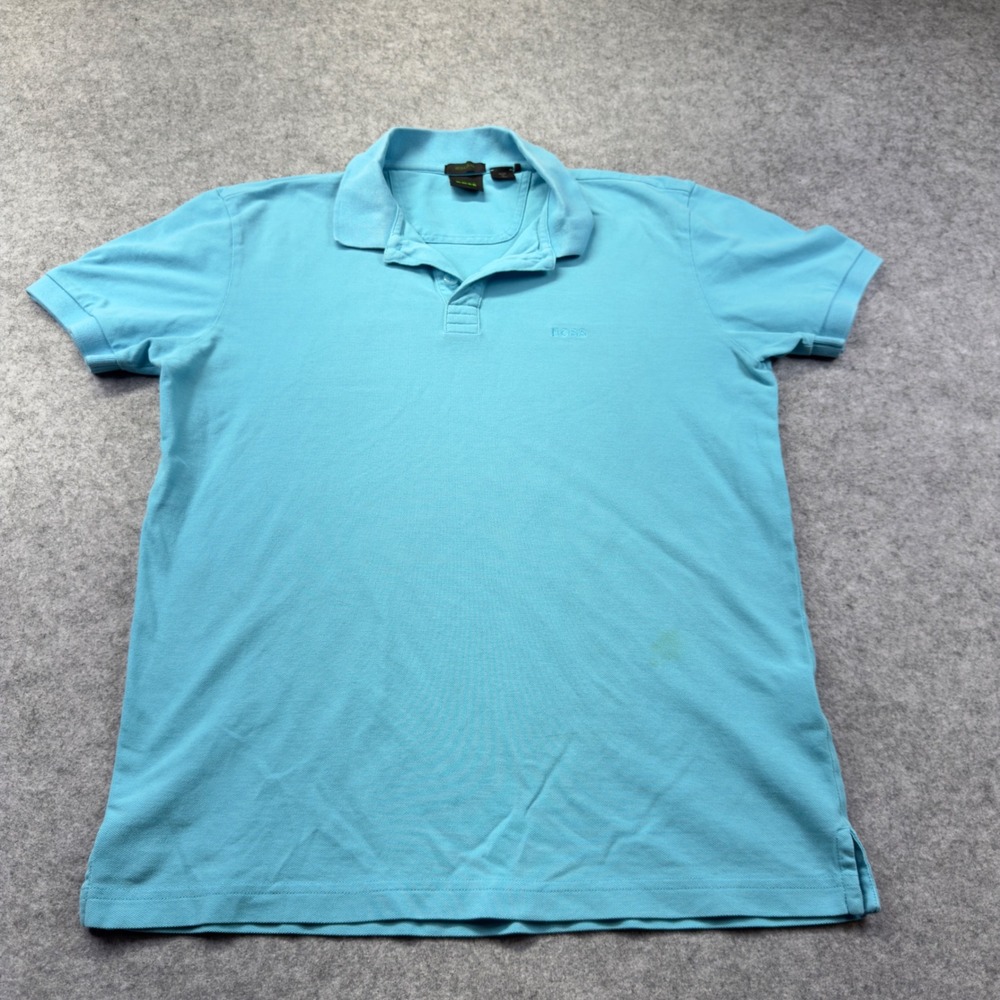 Hugo Boss Polo Shirt Womens S Blue Good Regular Fit Pique Cotton Short Sleeve